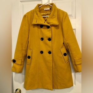 Mustard Yellow Pea Coat - Women’s XL